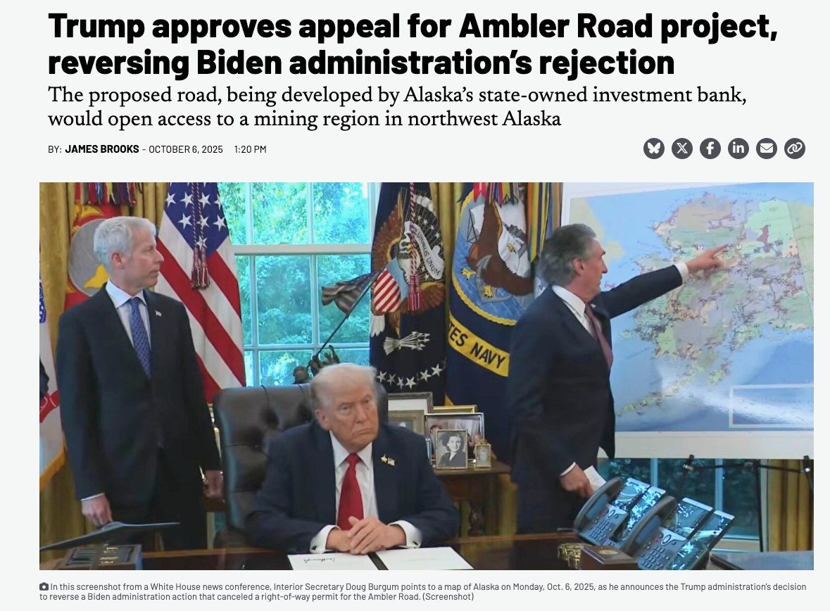 Trump approves appeal for Ambler Road project, reversing Biden administration's rejection — News Article